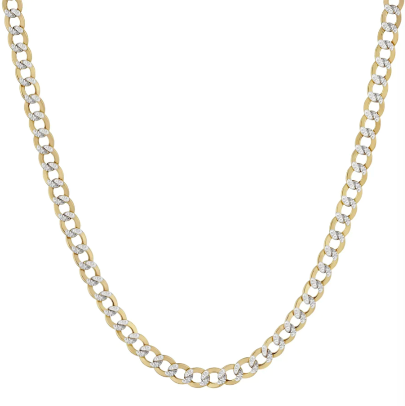 Pave Curb Chain in 14k Two Tone Gold (7.0 mm)