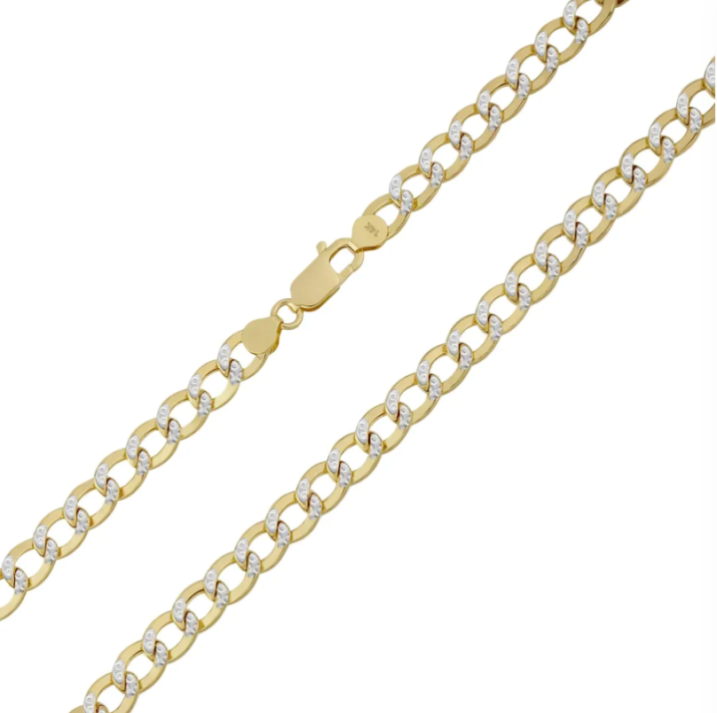 Pave Curb Chain in 14k Two Tone Gold (4.7 mm)