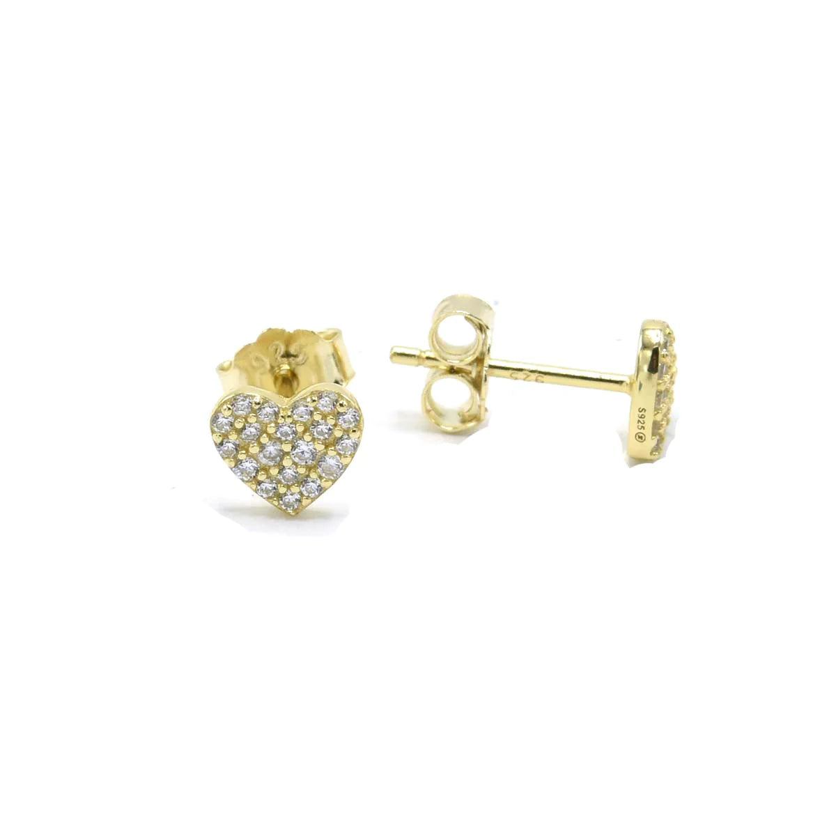 Iced Out Heart Stud Earrings