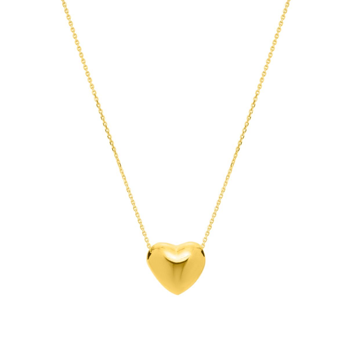 14K Gold Small Puffed Up Heart Necklace