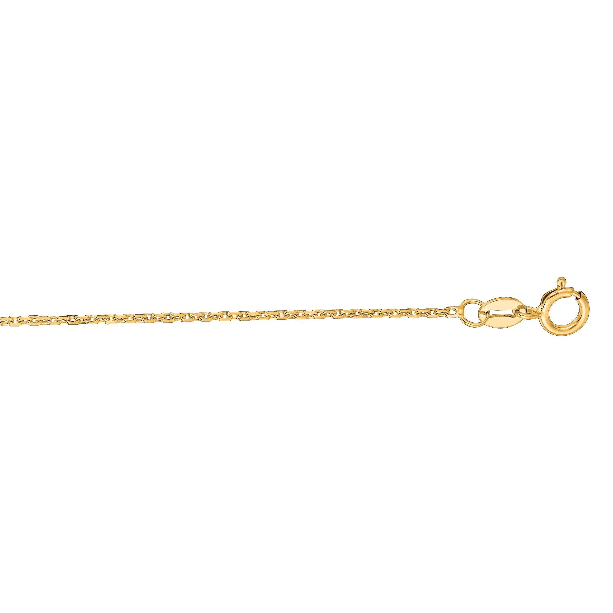 14K Gold 1.1mm Diamond Cut Cable Chain